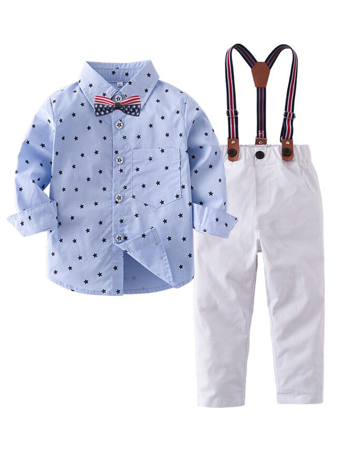 

StyleCast Boys White & Blue Dungaree With Conversational Printed Shirt