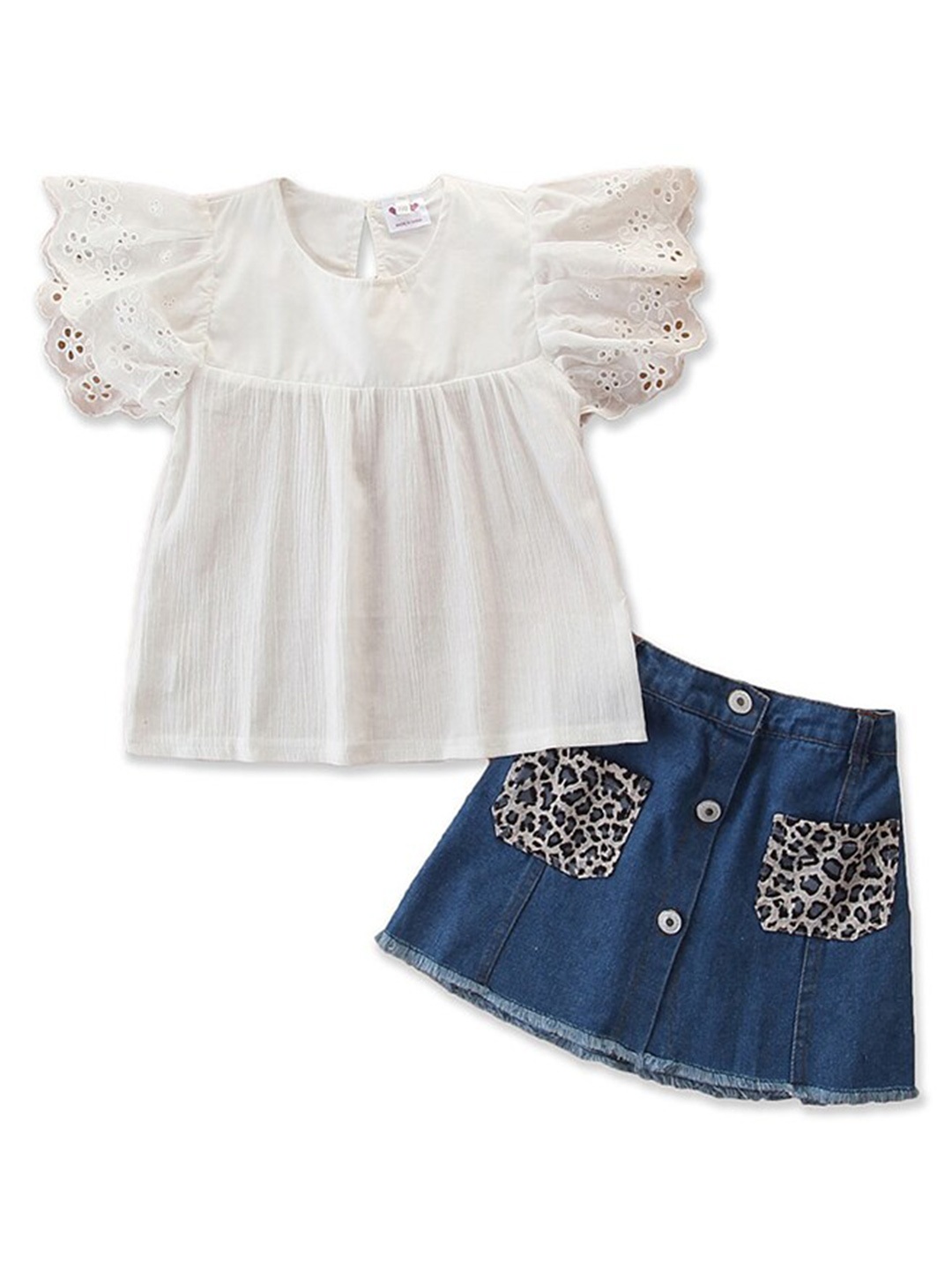 

StyleCast Girls White Flutter Sleeve Top with Skirt