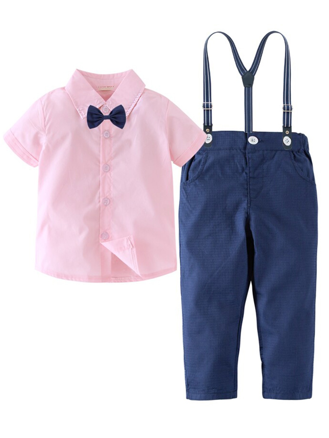 

StyleCast Boys Pink Shirt Collar Shirt & Trousers With Suspenders