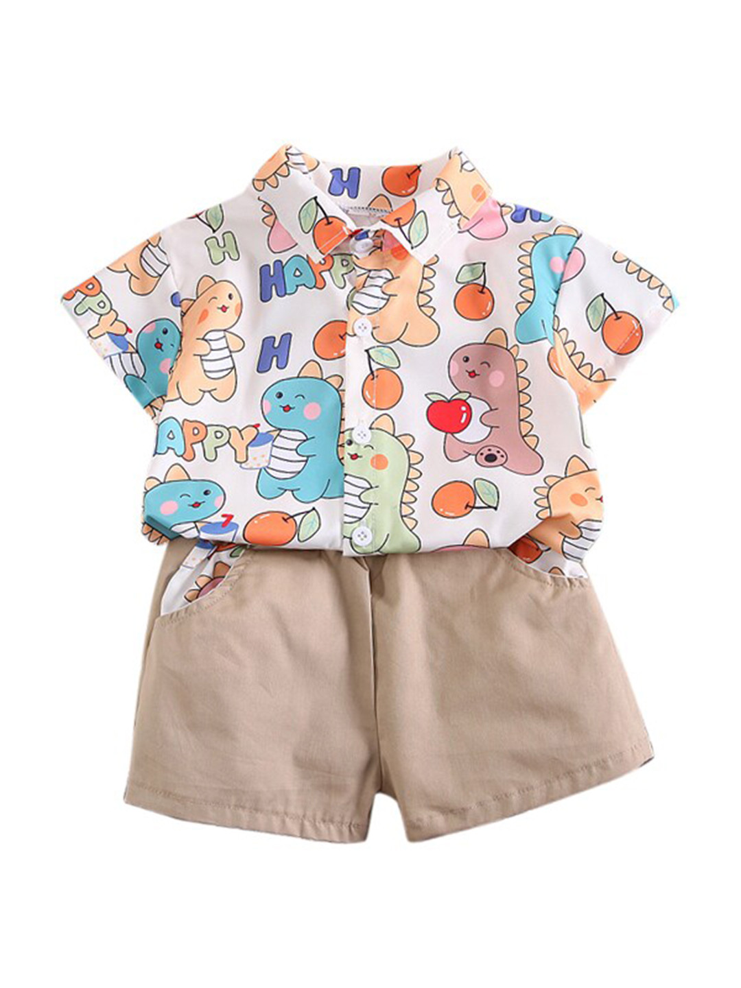 

StyleCast Boys Printed Shirt with Shorts, Khaki