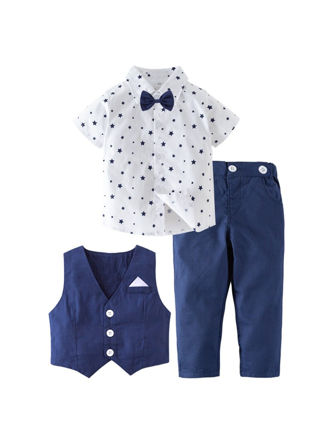 

StyleCast Boys Navy Blue Conversational Printed Shirt With Trousers