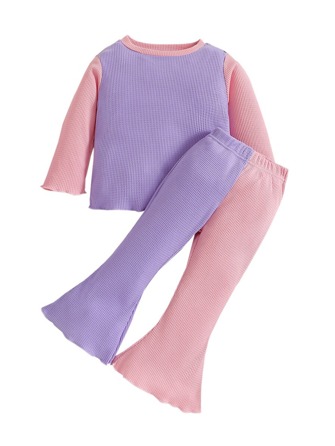 

StyleCast Girls Purple Colourblocked Round Neck Top with Trousers