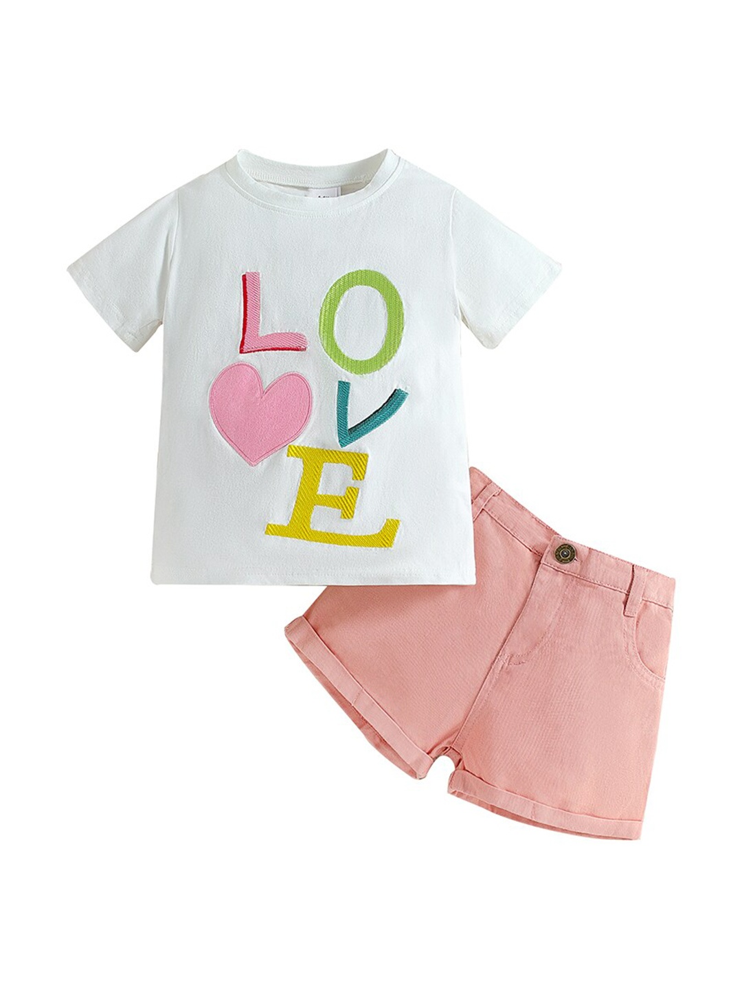 

StyleCast Girls White Embroidered T-shirt With Shorts