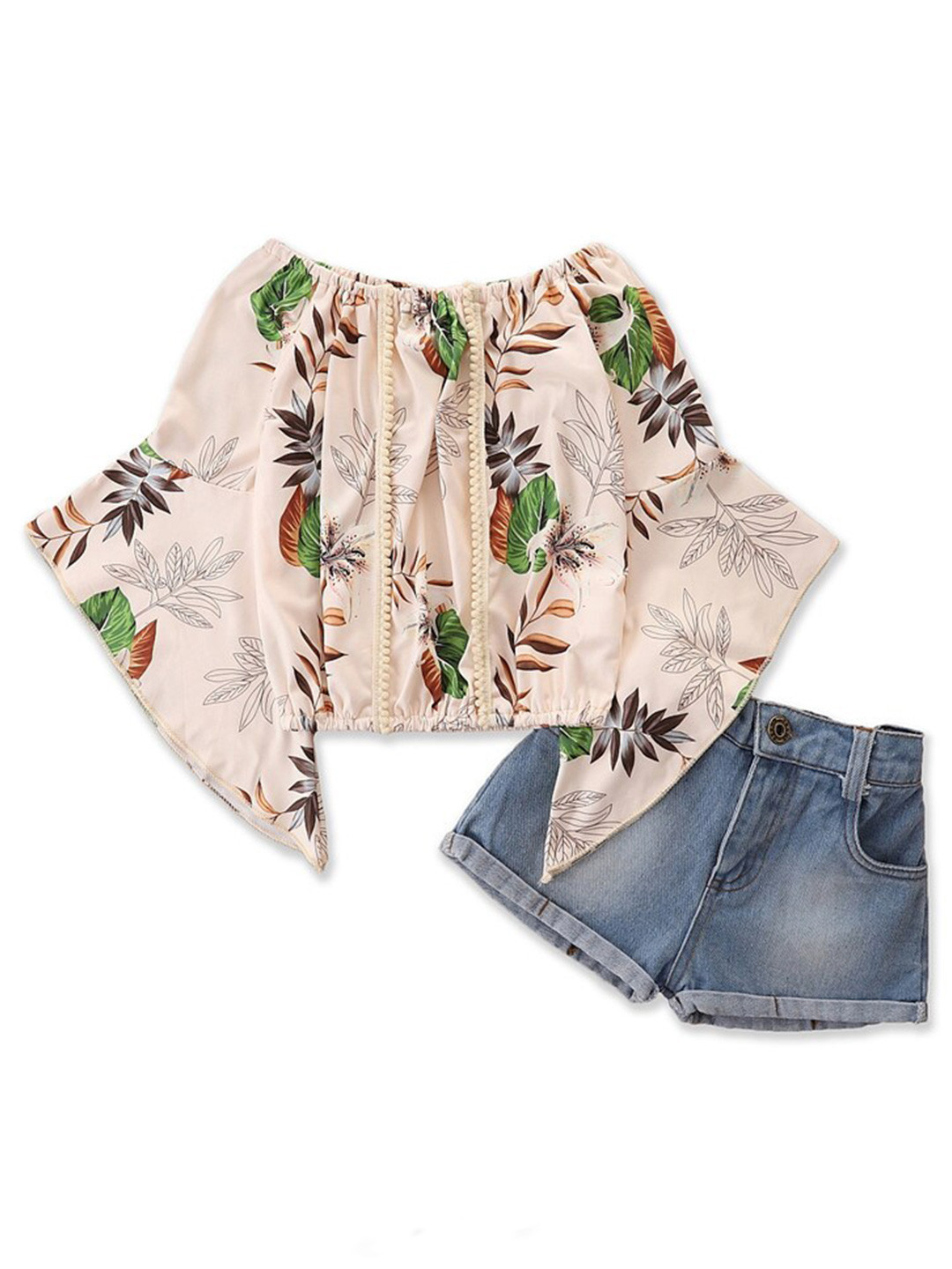 

StyleCast Girls Cream-Coloured Printed Top With Shorts