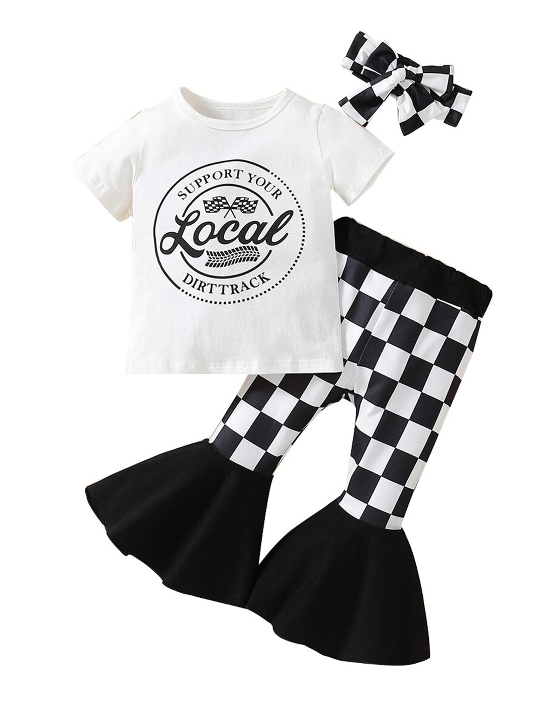 

StyleCast Girls Black Printed T-shirt & Palazzos With Headband