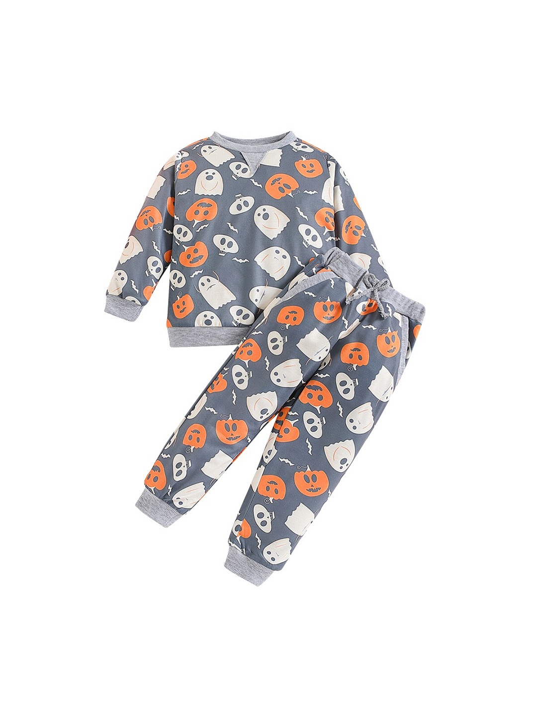 

StyleCast Girls Grey & Orange Printed T-shirt with Trousers