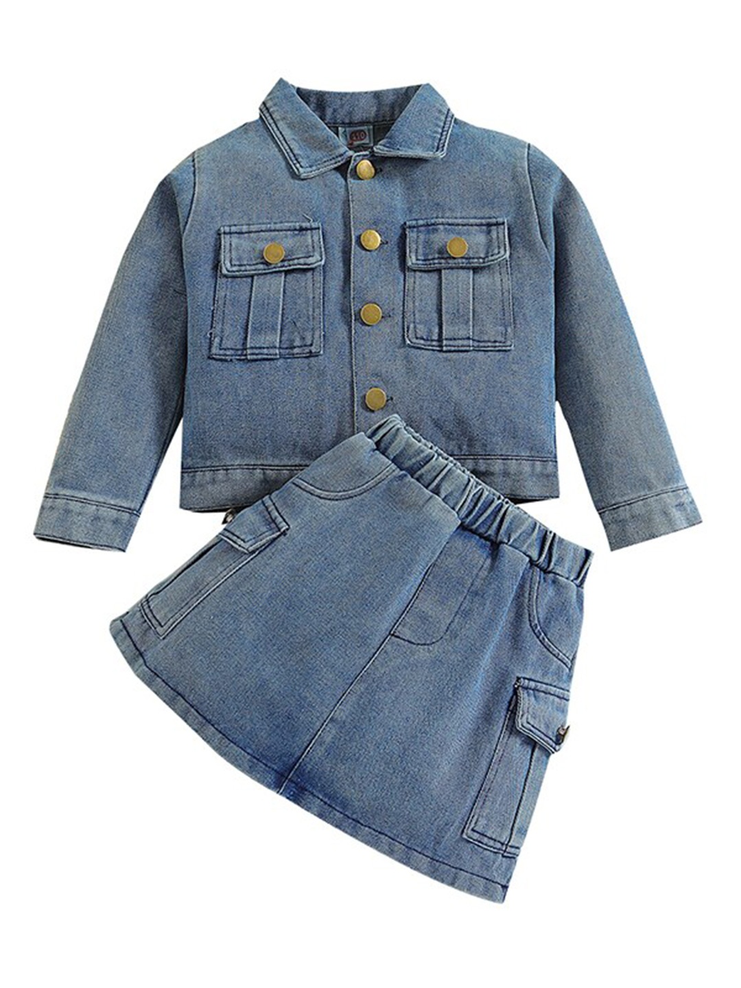 

StyleCast Girls Blue Shirt Collar Shirt with Skirt