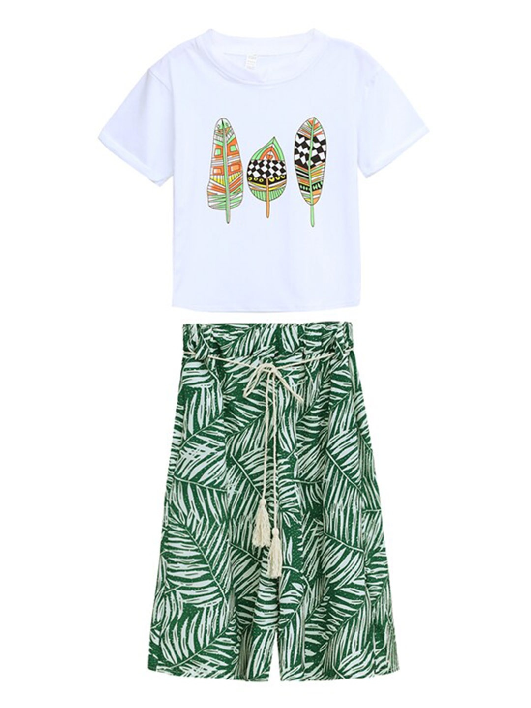 

StyleCast Girls Printed Pure Cotton Top with Palazzos, Green