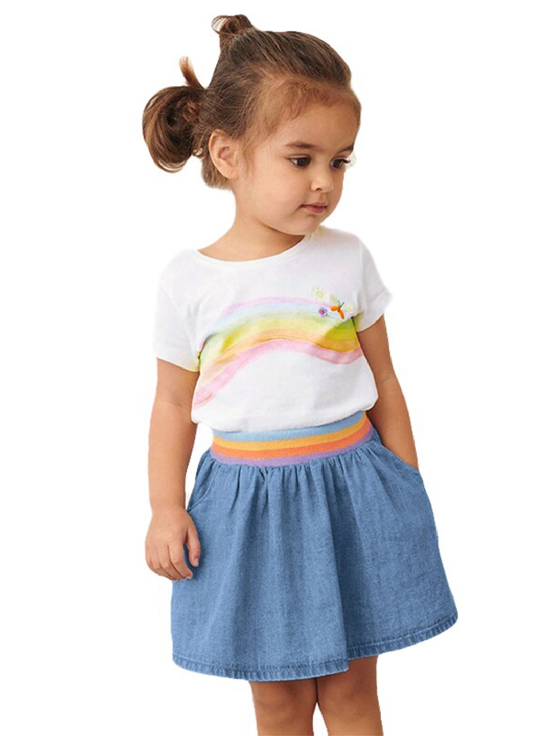 

StyleCast Girls Printed Top with Skirt, White