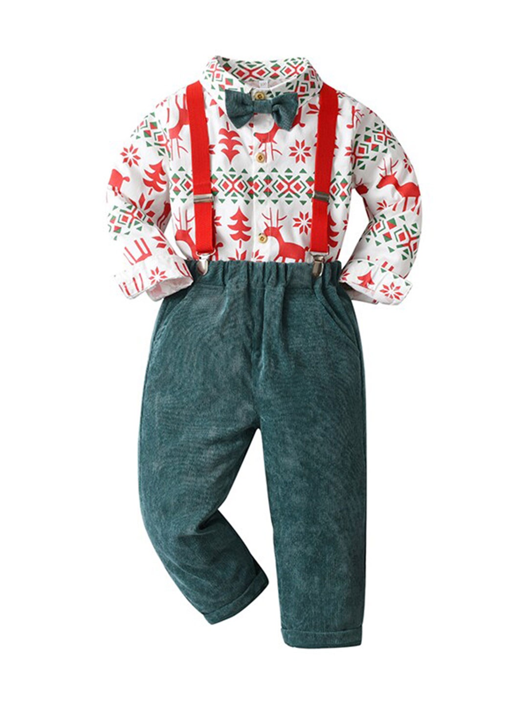 

StyleCast Boys Green Printed Shirt With Trousers