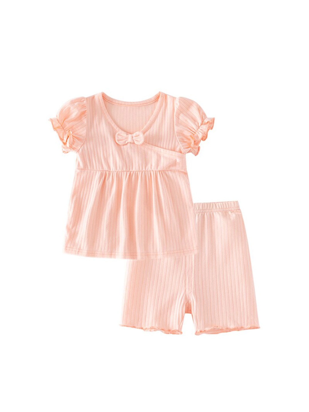 

StyleCast Girls Pink Ribbed Pure Cotton Top With Shorts