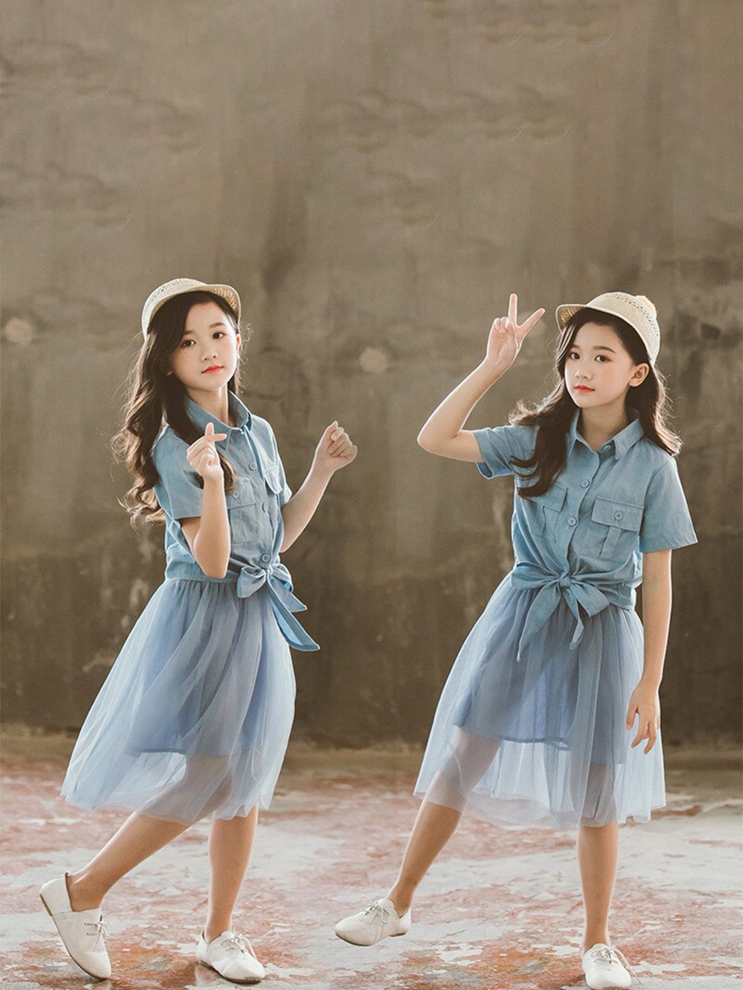 

StyleCast Girls Blue Pure Cotton Shirt With Skirt