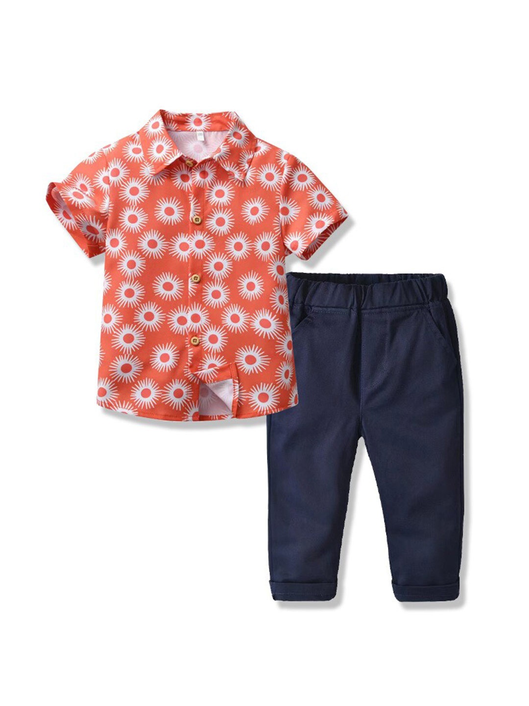 

StyleCast Boys Red Floral Printed Shirt Collar Shirt With Trouser