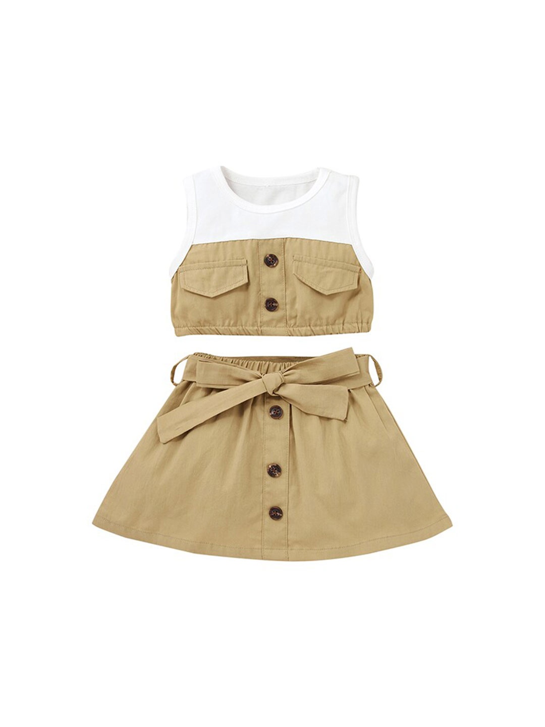 

StyleCast Infants Girls Khaki Colourblocked Top with Skirt