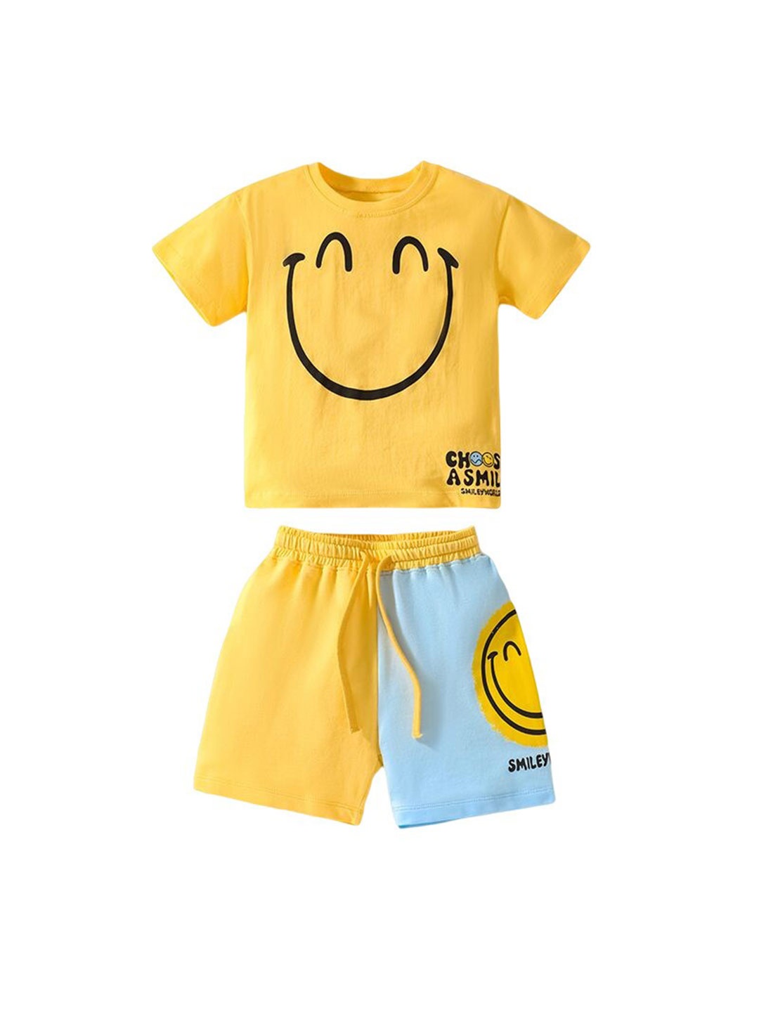 

StyleCast Boys Yellow Printed Pure Cotton T-shirt With Shorts