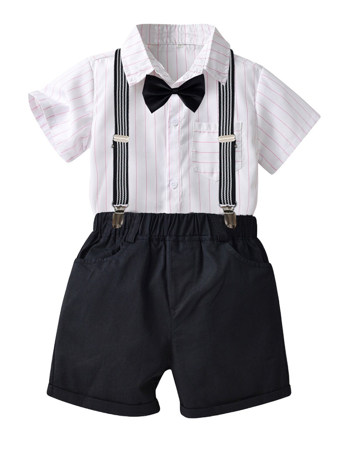 

StyleCast Boys Black Striped Shirt with Shorts