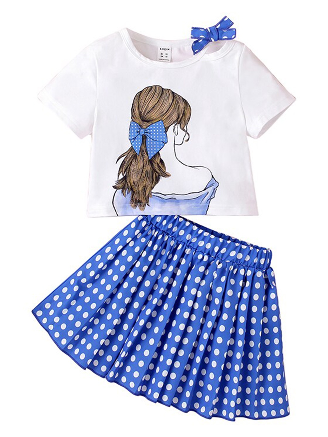 

StyleCast Girls Blue & White Printed Top With Skirt