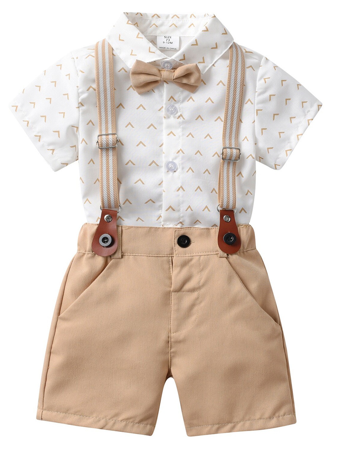 

StyleCast Infants Boys White & Beige Printed Shirt with Shorts