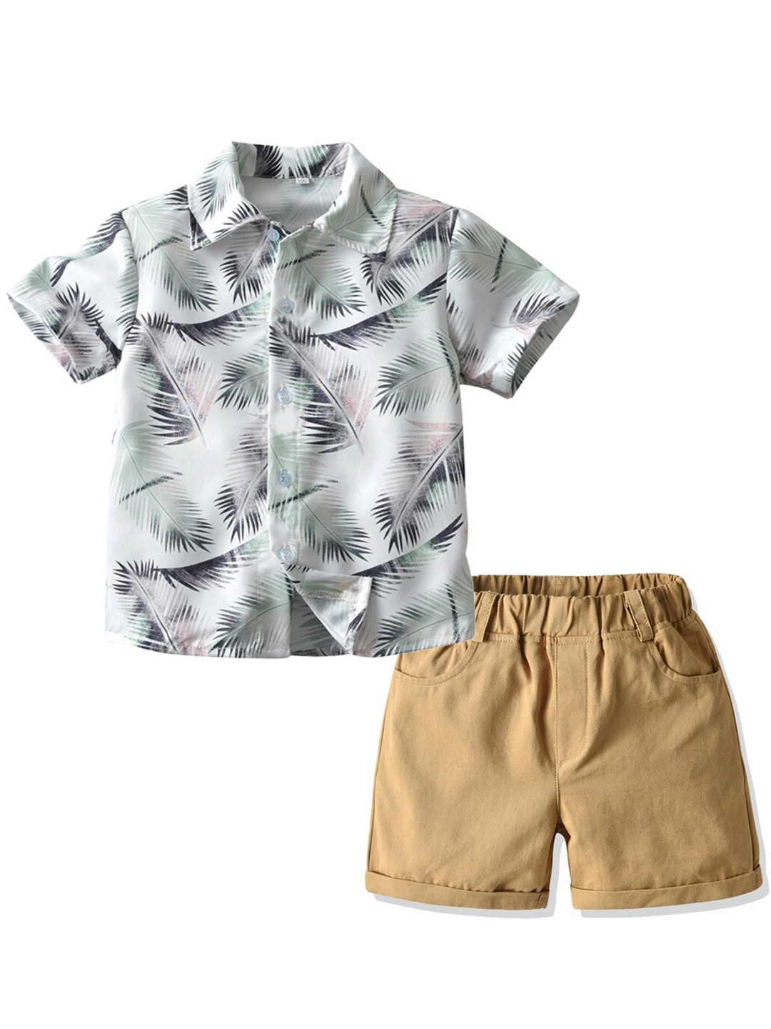 

StyleCast Boys Khaki Printed Cotton Shirt with Shorts