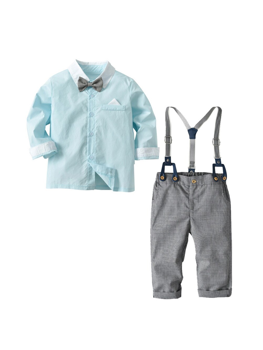 

StyleCast Boys Shirt Collar Shirt with Trousers And Suspenders, Green