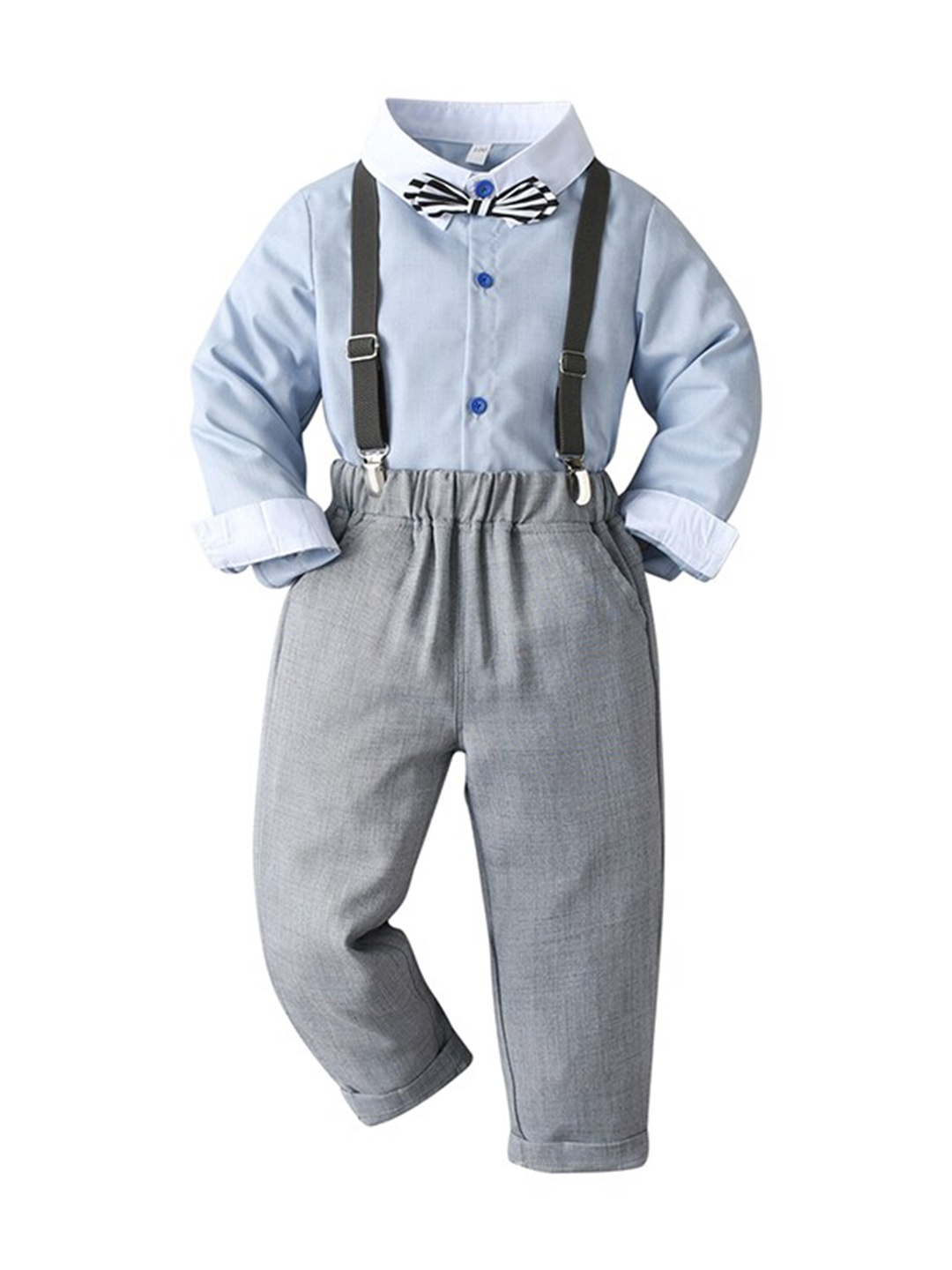 

StyleCast Infant Boys Blue Shirt And Trousers With Suspenders