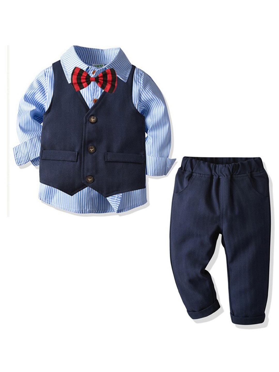 

StyleCast Boys Blue Striped Set Of 3 Suit Set