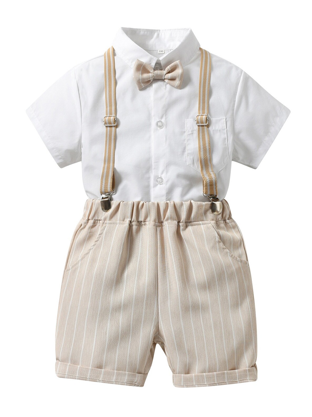 

StyleCast Boys White Shirt Collar Shirt & Shorts With Suspenders