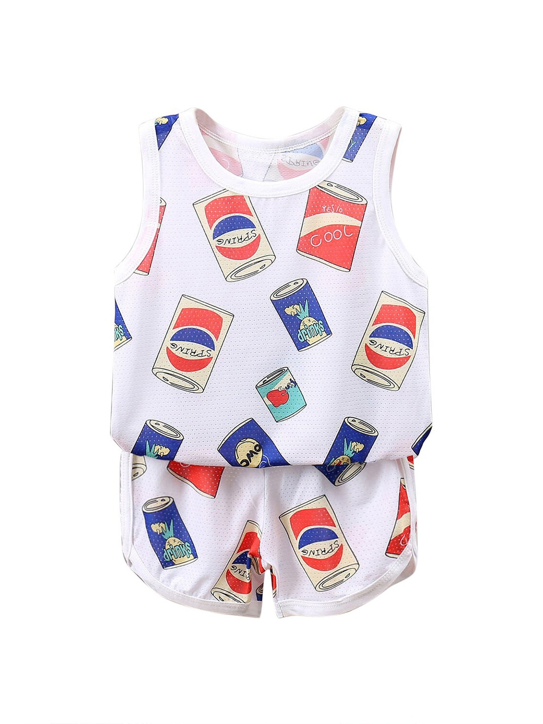 

StyleCast Boys White Conversational Printed T-shirt with Shorts