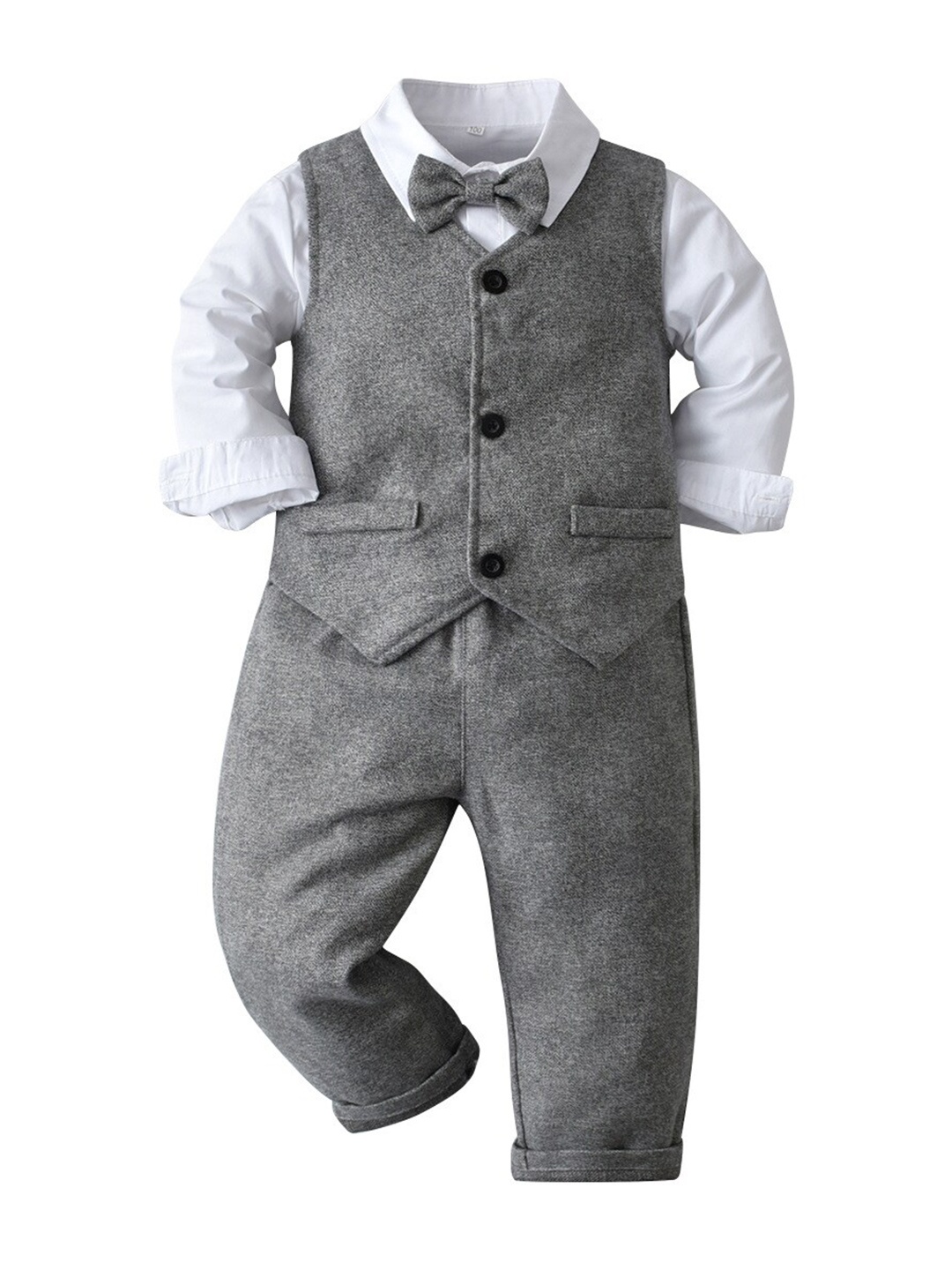 

StyleCast Boys Grey V-Neck Single Breasted 3 Piece Suit