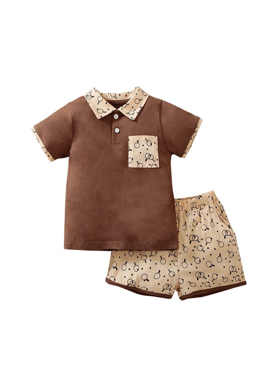 

StyleCast Boys Brown Pure Cotton T-shirt with Shorts