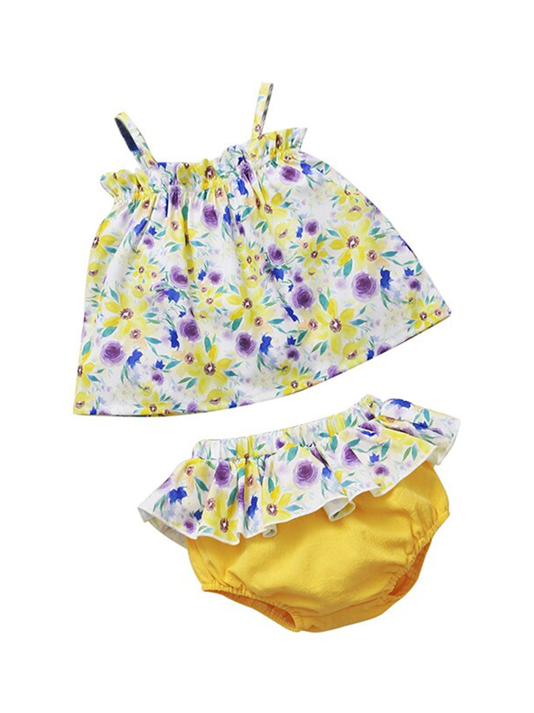 

StyleCast Girls Yellow Floral Printed Top with Shorts