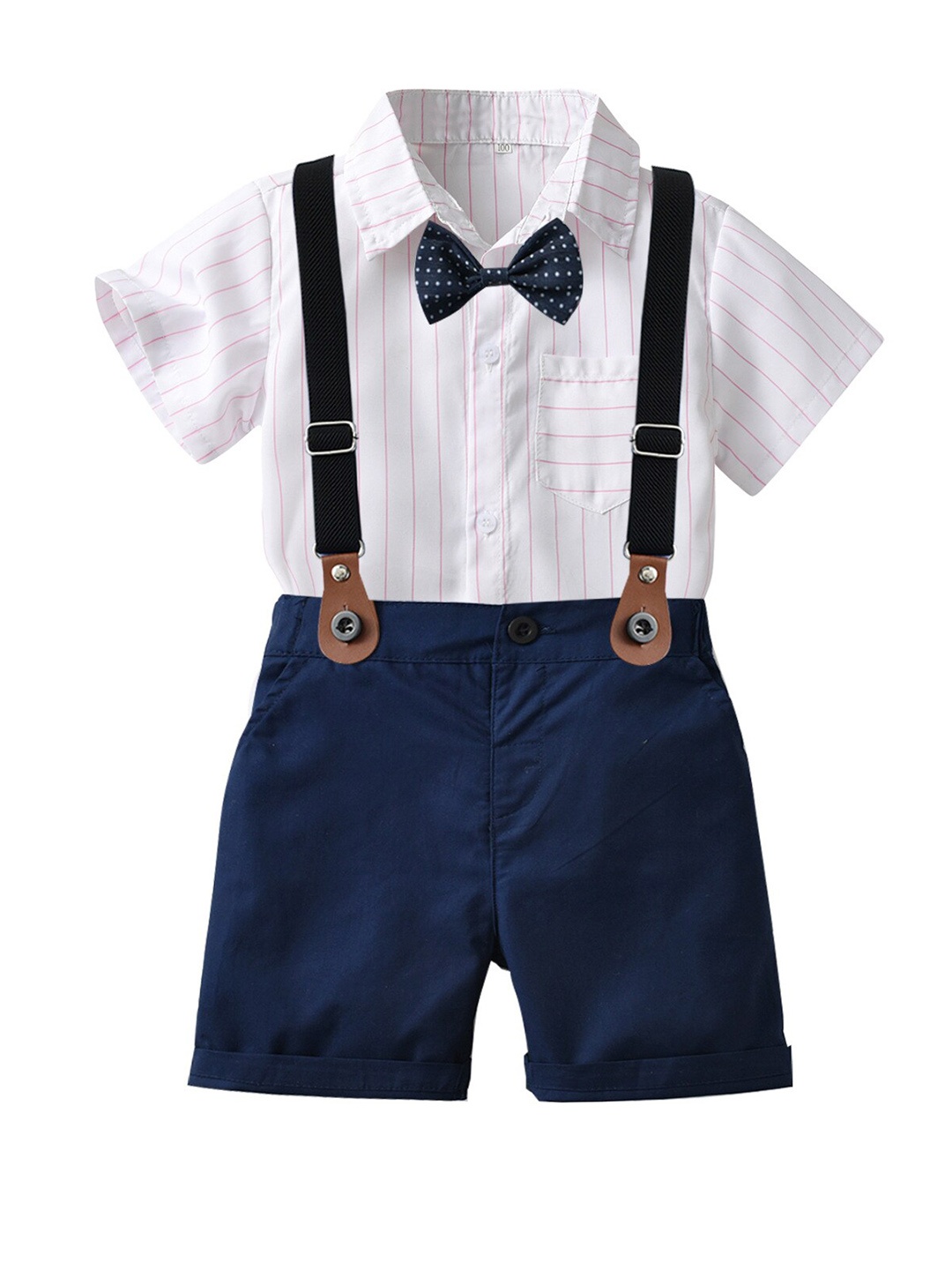 

StyleCast Boys Navy Blue Striped Shirt With Shorts