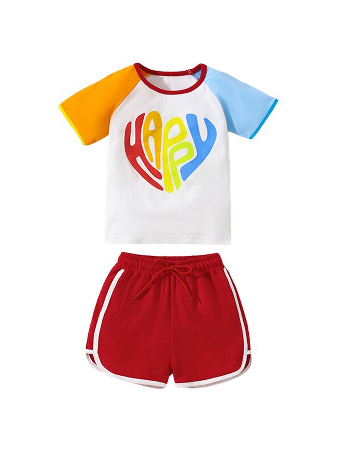 

StyleCast Girls White, Red & Yellow Colourblocked Top with Shorts