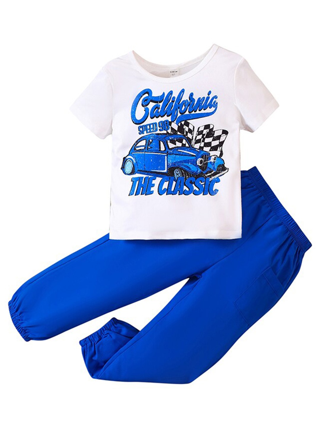 

StyleCast Boys White & Blue Printed T-shirt With Trousers