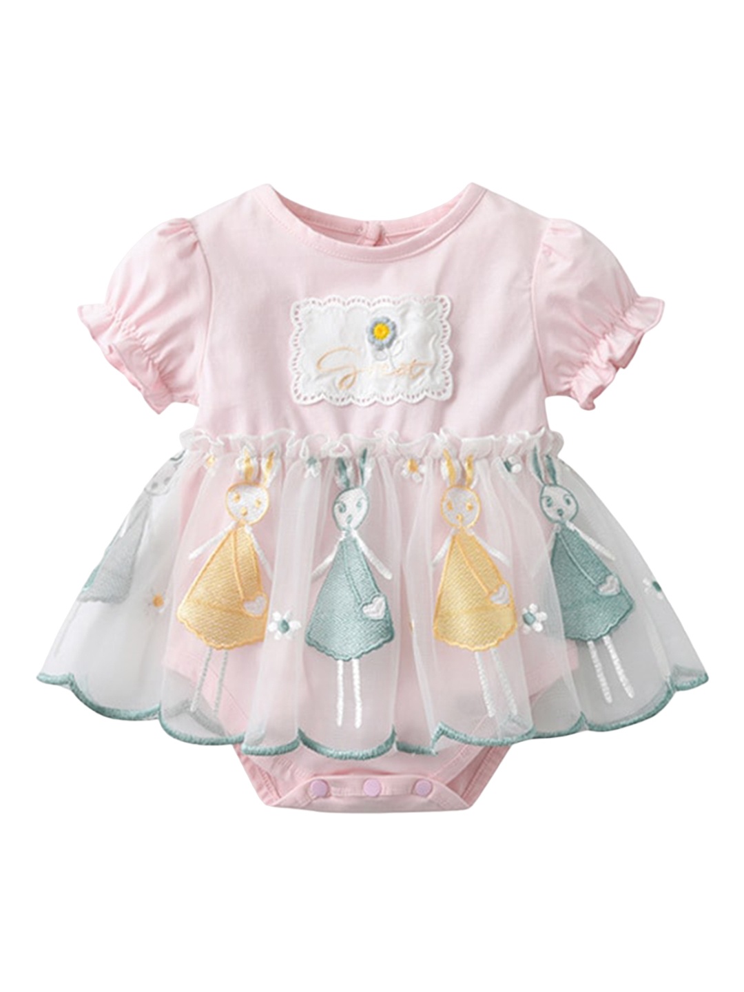 

StyleCast Infant Girls Pink Self Design Fit & Flare Cotton Dress With Bloomer