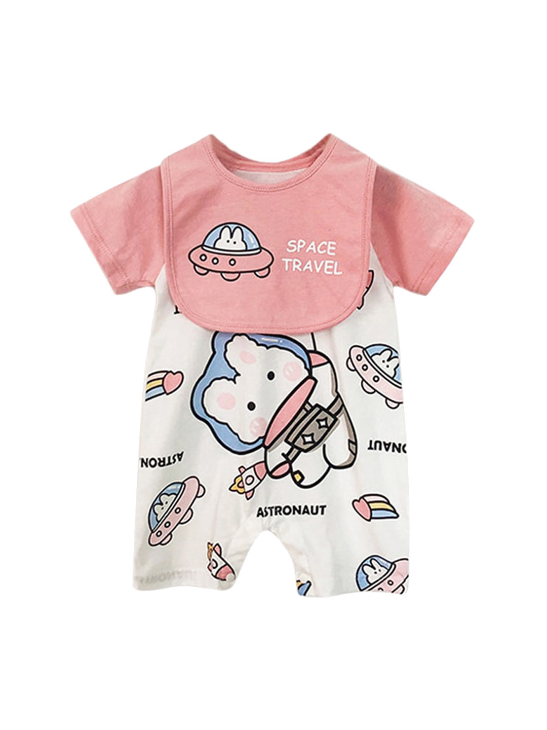

StyleCast Infant Girls Pink Conversational Printed Cotton Rompers