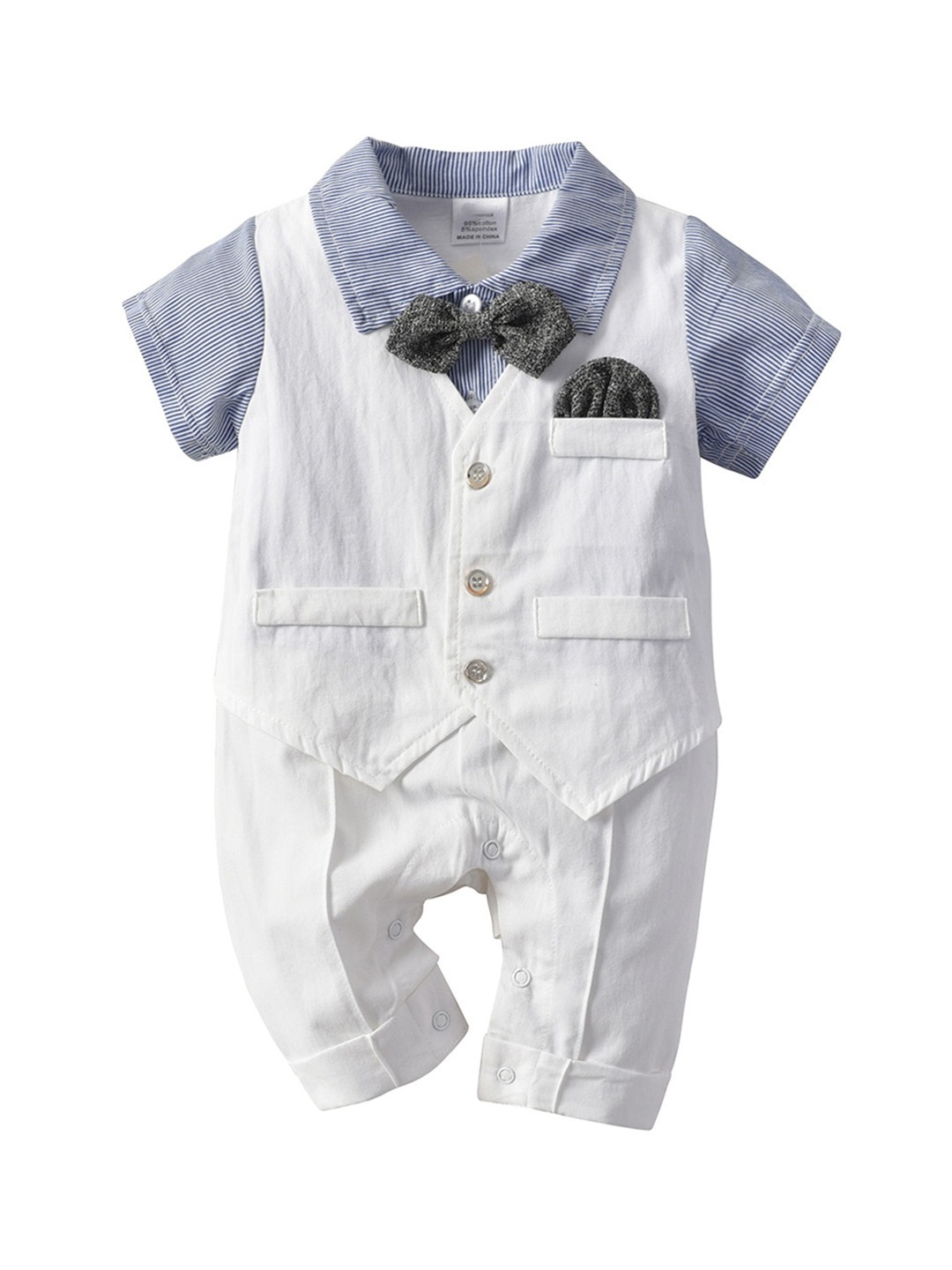 

StyleCast Infant Boys Blue Striped Cotton Rompers
