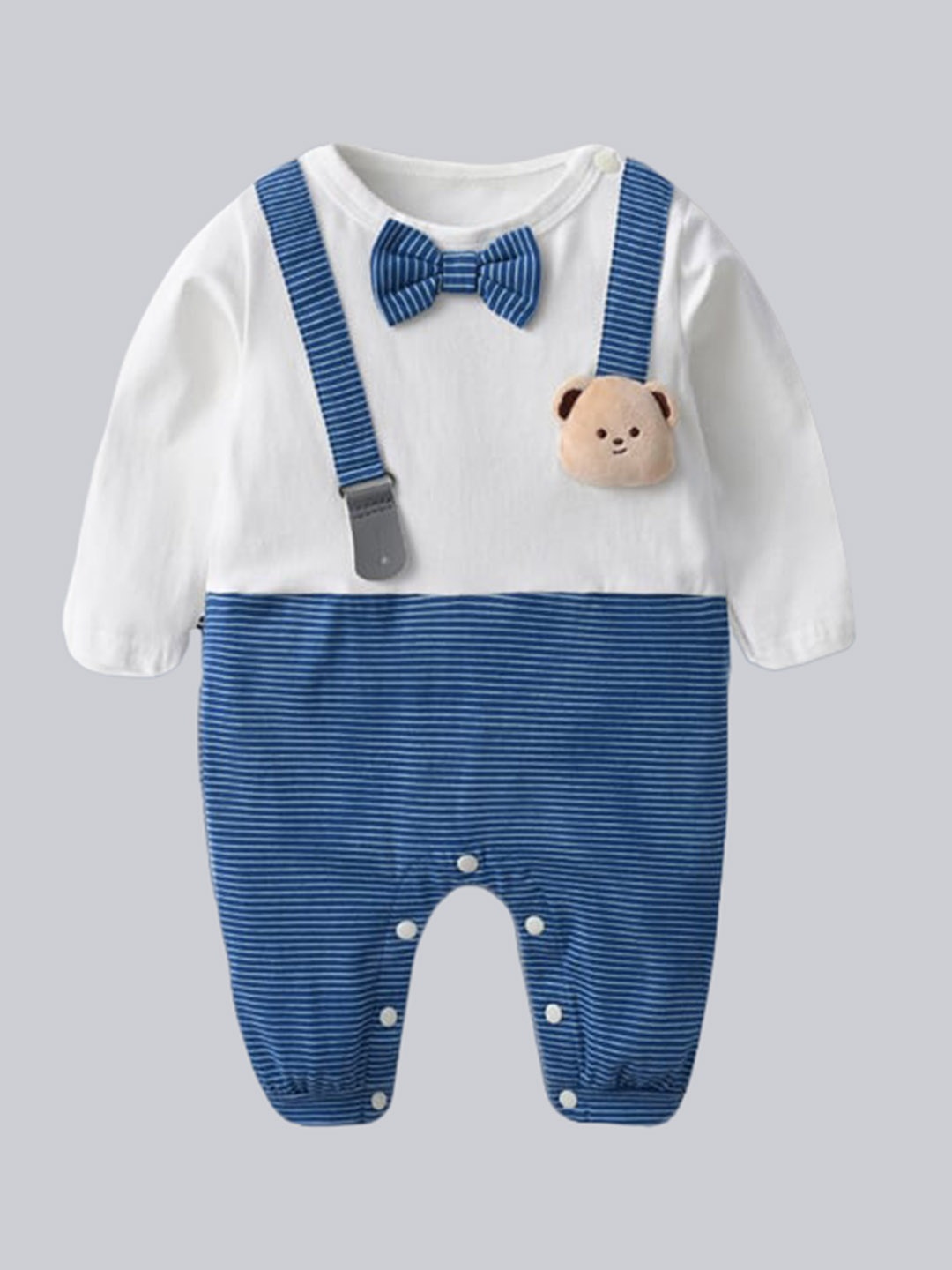 

StyleCast Infant Boys Blue Striped Cotton Rompers