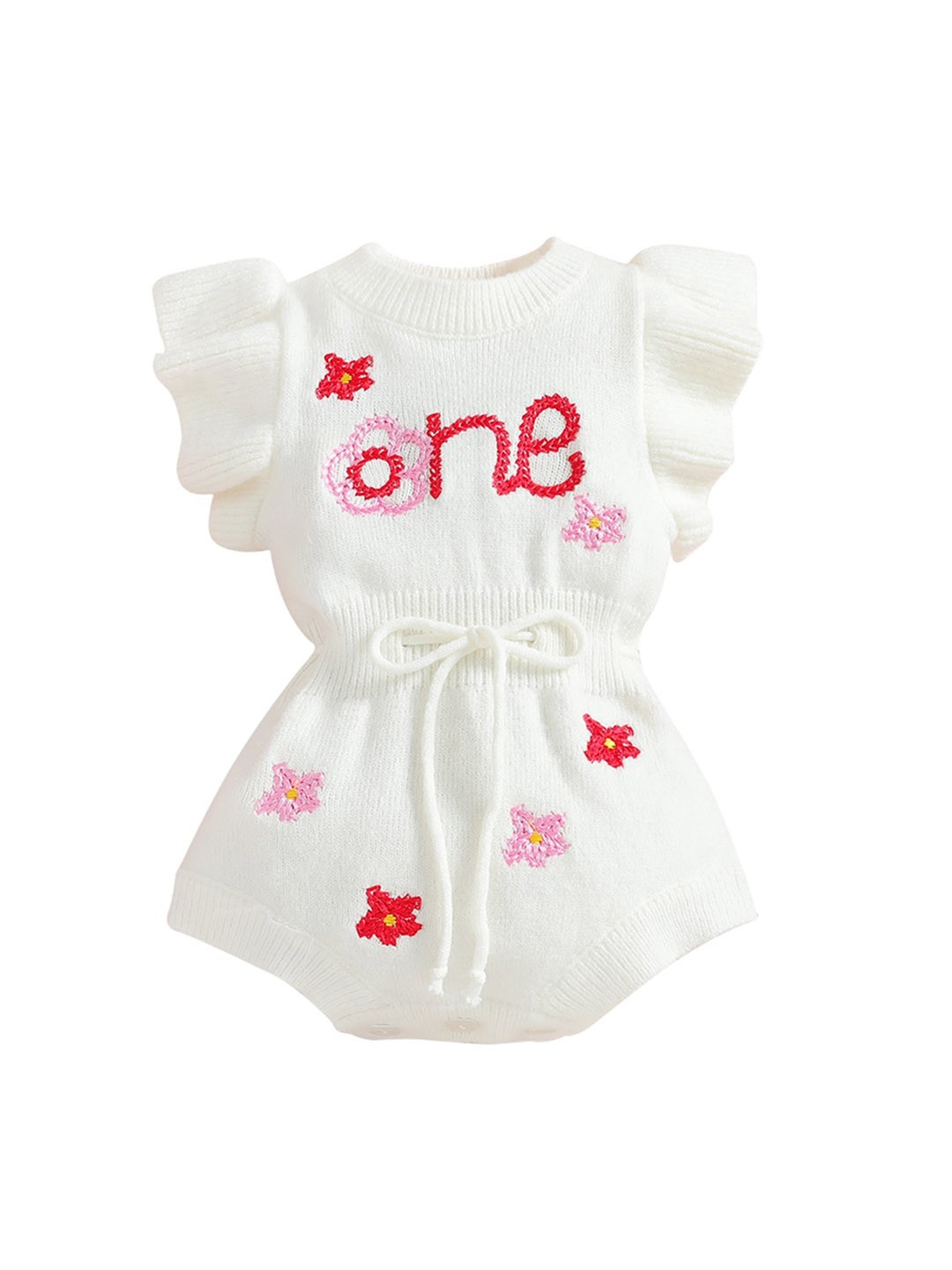 

StyleCast White Infant Girls Floral Printed Cotton Tie Up Bodysuit