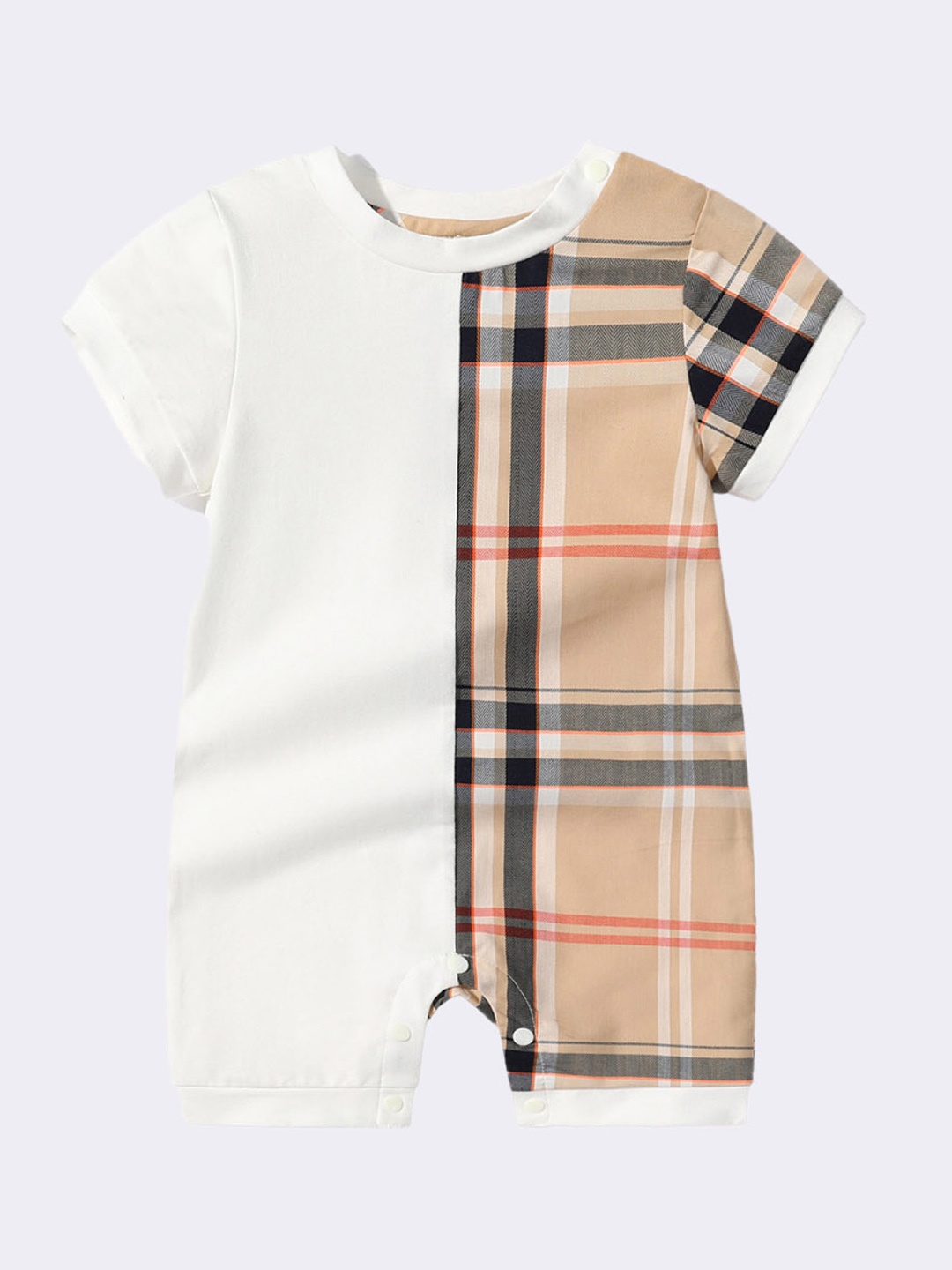 

StyleCast Infant Boys Khaki Colourblocked Cotton Rompers