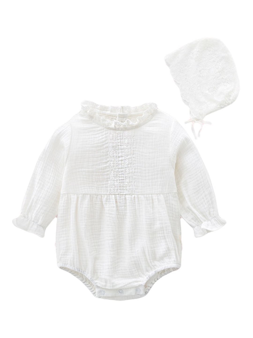 

StyleCast White Infant Girls Cotton Bodysuit & Headcover