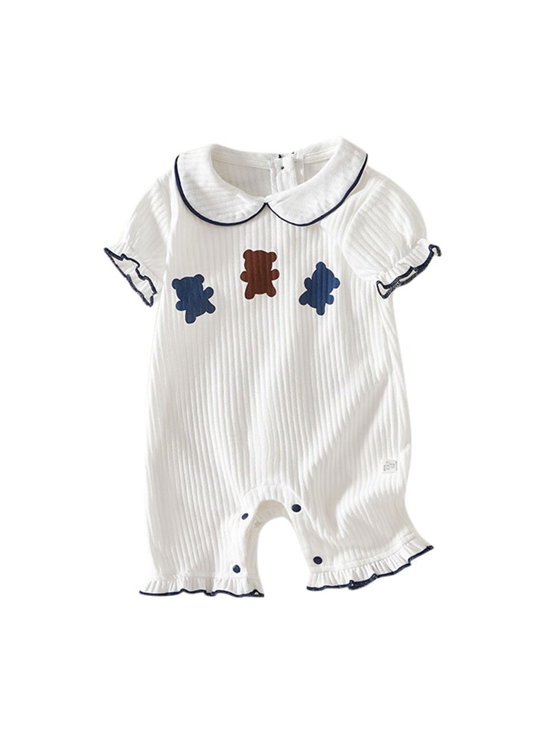 

StyleCast Infant Girls White Striped Peter Pan Collar Cotton Rompers