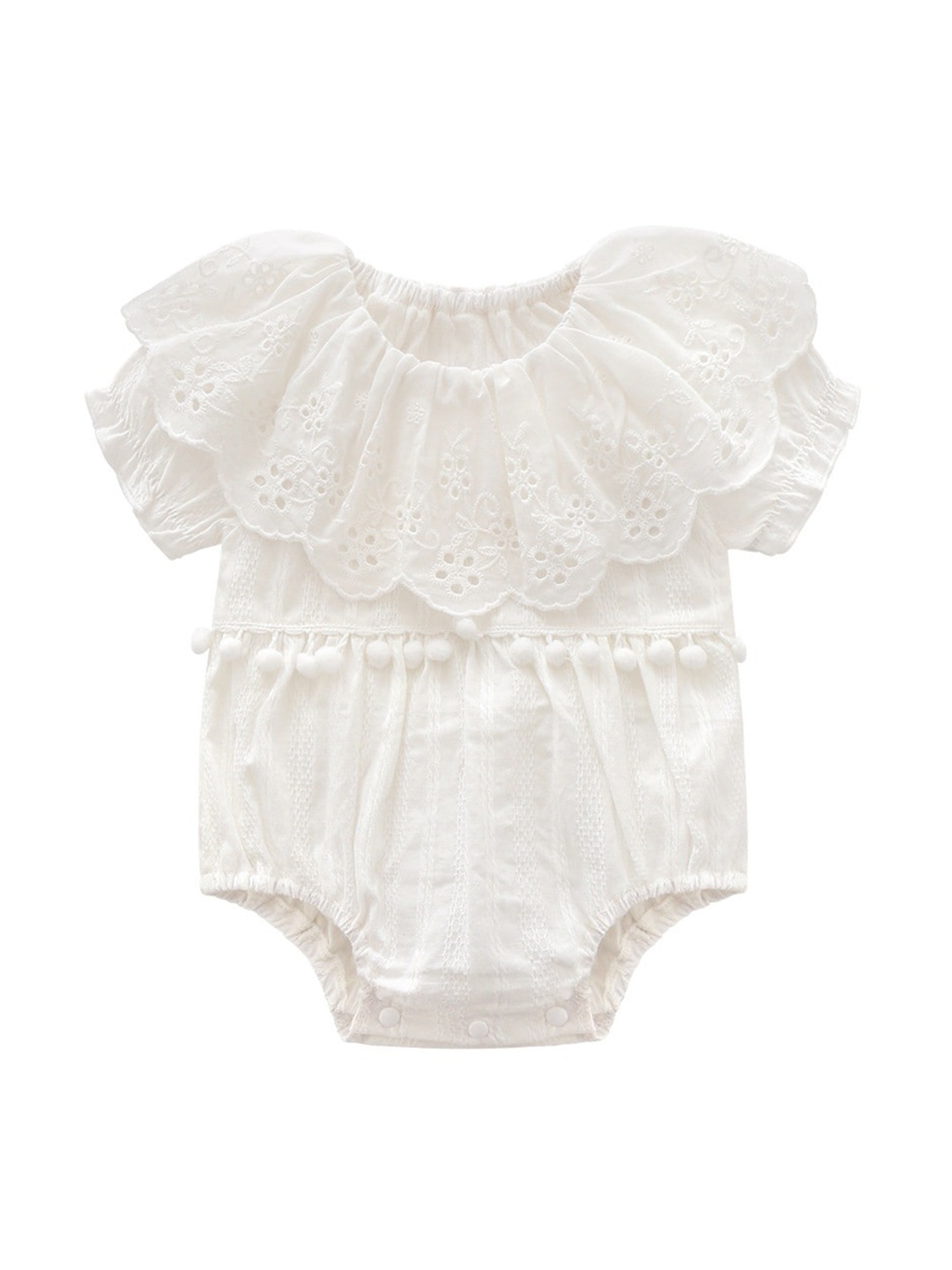 

StyleCast White Infants Girls Ruffles Self Design Cotton Bodysuit