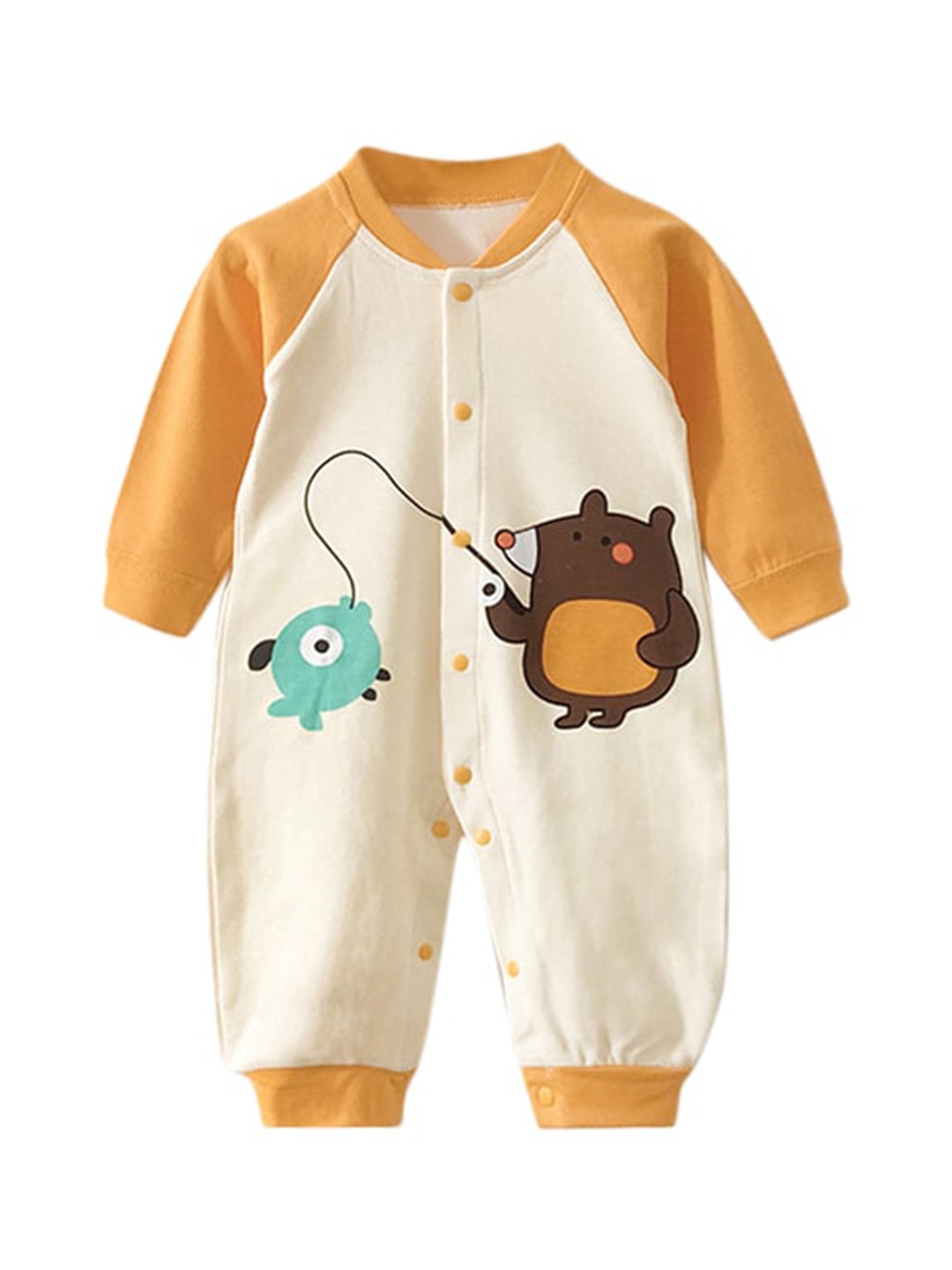 

StyleCast Orange Infants Boys Printed Cotton Rompers