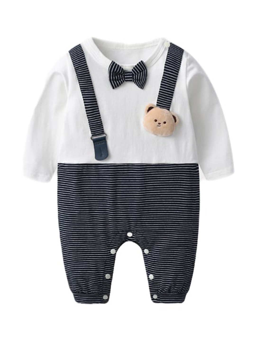 

StyleCast Infants Boys White & Black Striped Cotton Rompers