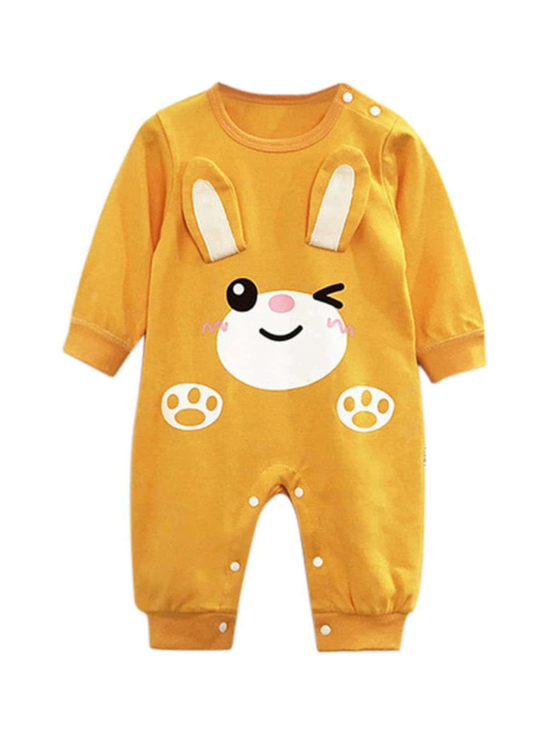 

StyleCast Infants Boys Mustard Yellow & White Printed Cotton Romper