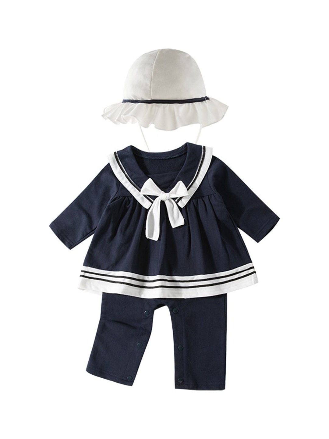 

StyleCast Infant Girls Blue Cotton Rompers With Cap