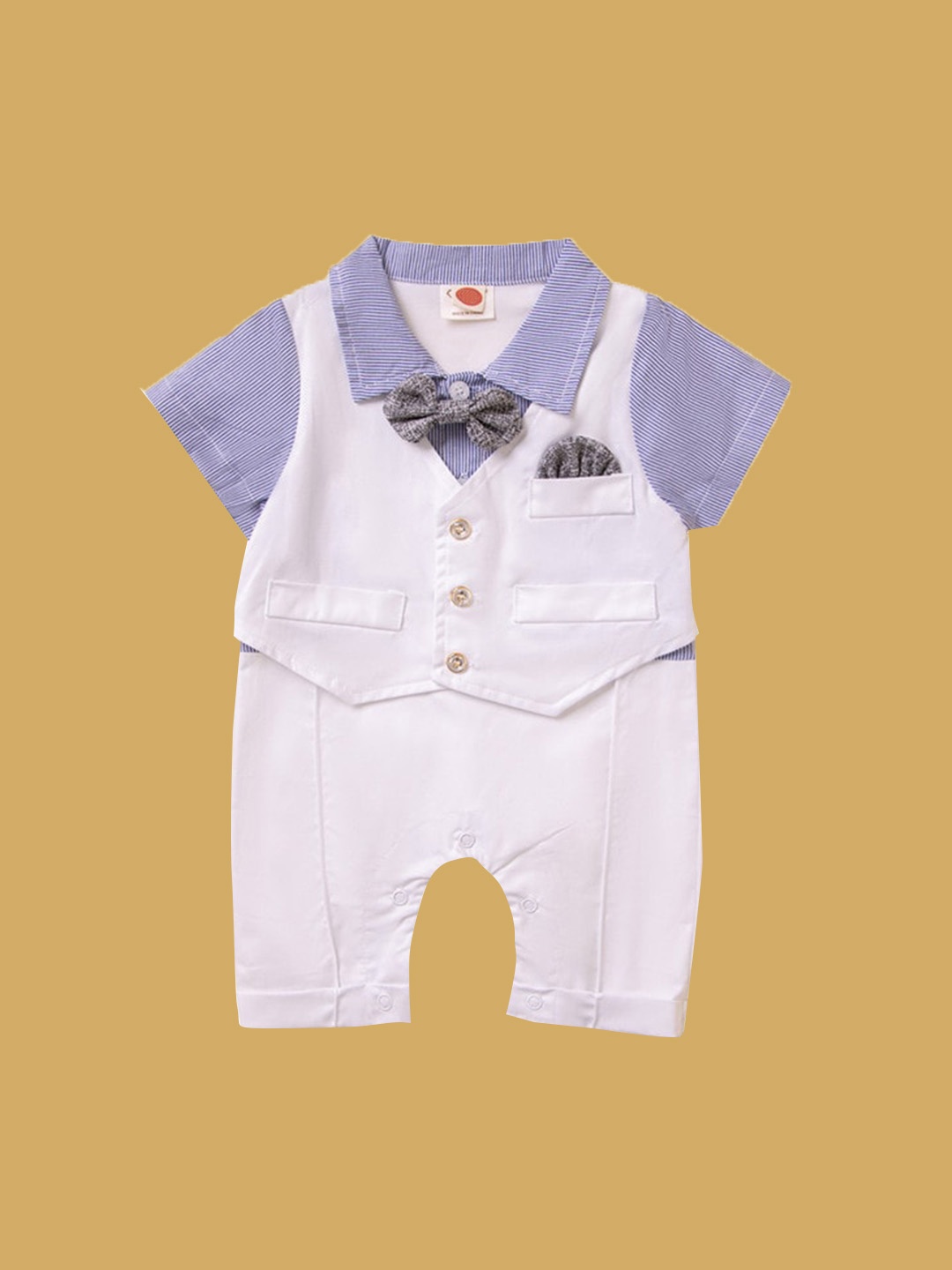

StyleCast Infant Boys Blue Striped Cotton Rompers