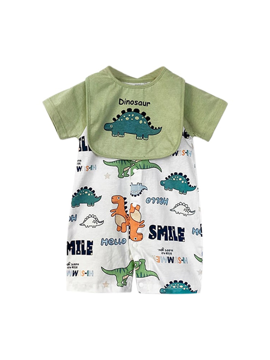 

StyleCast Infant Boys Green Printed Cotton Rompers