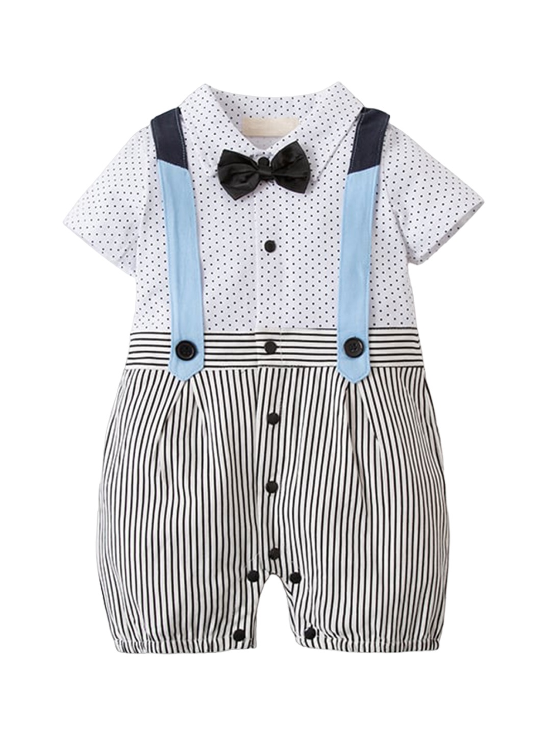 

StyleCast Infant Boys Black & White Striped Cotton Rompers